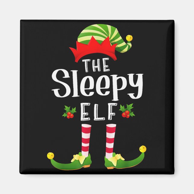 Aimant Sleepy Christmas Elf Matching Pajama X-mas Party  (Devant)