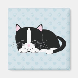 Aimant Sleepy Kitty {Tuxedo}