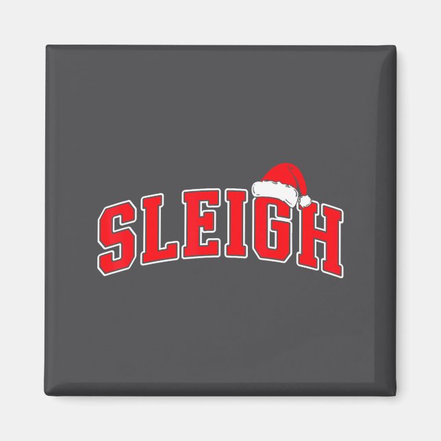 Aimant Sleigh Christmas Varsity Text With Santa Hat Famil (Devant)