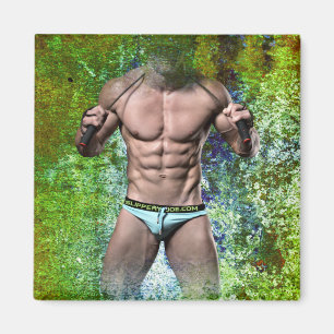 Aimant SlipperyJoe's blanc musculaire sexy homme speedo n