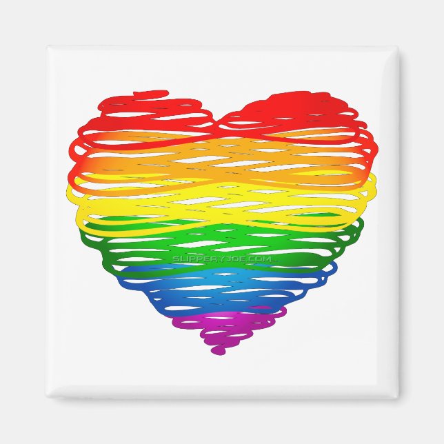 Aimant SlipperyJoe's Pride Heart Scribbles forme de coeur (Devant)