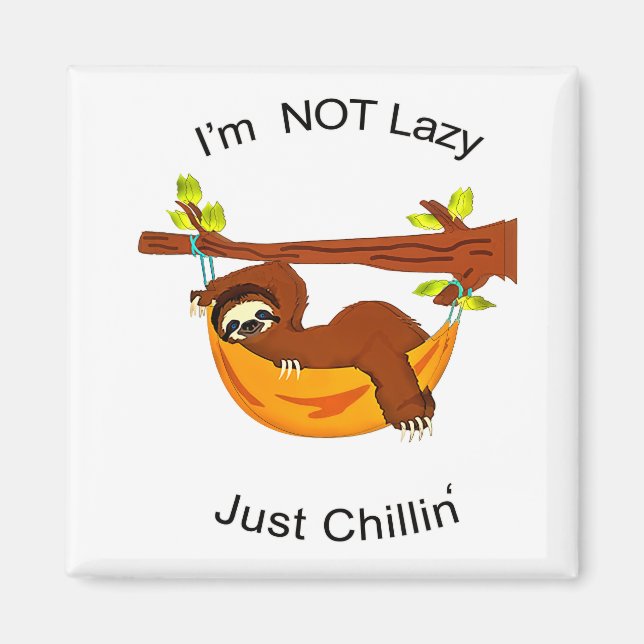 Aimant Sloth in Orange Hammock NOT LAZY JUSTE CHILLIN (Devant)