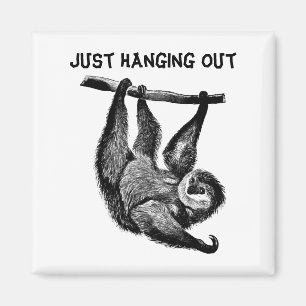 Aimant Sloth pendu dans arbre animal jungle safari art
