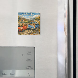 Aimant Sloth Road Rage – Rockwell‑Inspired Watercolor Car