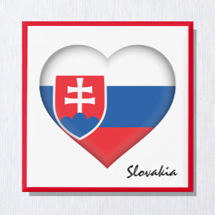 Aimant Slovaquie Coeur et drapeau slovaque, vacances / sp