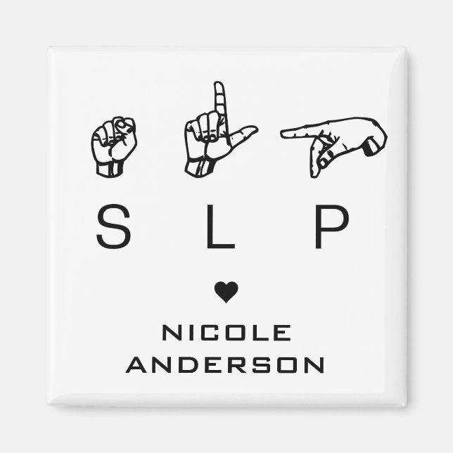 Aimant SLP orthophonie Pathologiste ASL Personnalisé (Devant)