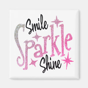 Aimant Smile Sparkle Shine Rose Parties scintillant Motiv