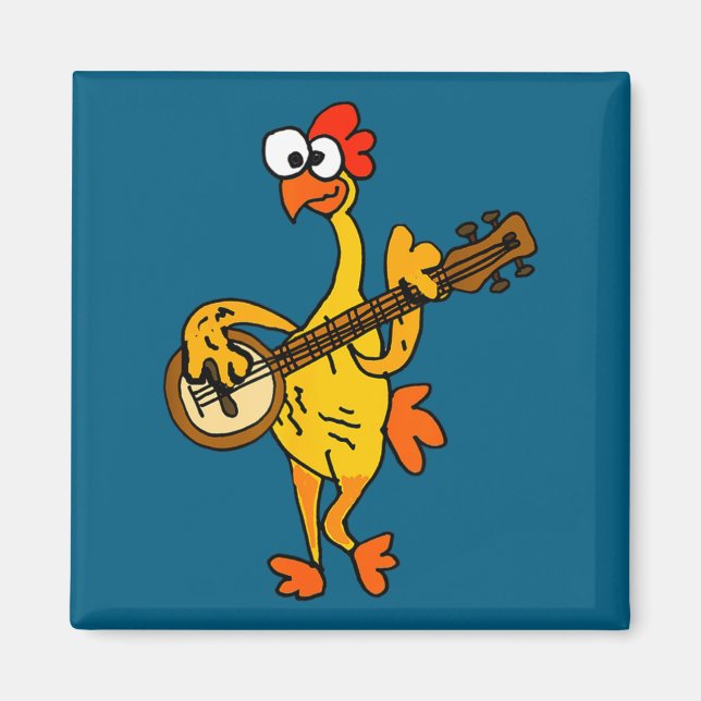 Aimant Smileteestank Funny Rubber Chicken Playing Banjo C (Devant)