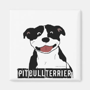 Aimant Smiling Pit Bull (Noir et Blanc juste nom de race)