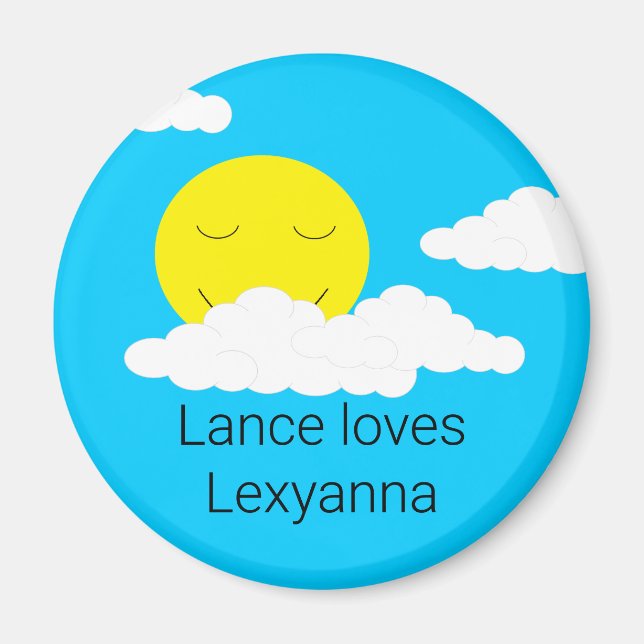 Aimant Smiling Sun with Puffy Clouds: (Devant)