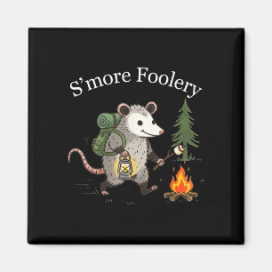 Aimant S'more folie opossum guimauve drôle feu de camp