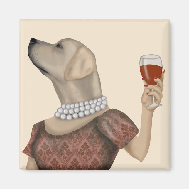 Aimant Snob de vin du Labrador jaune (Devant)