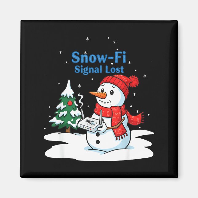 Aimant Snow-fi Signal Lost Funny Christmas Snowman Wifi  (Devant)