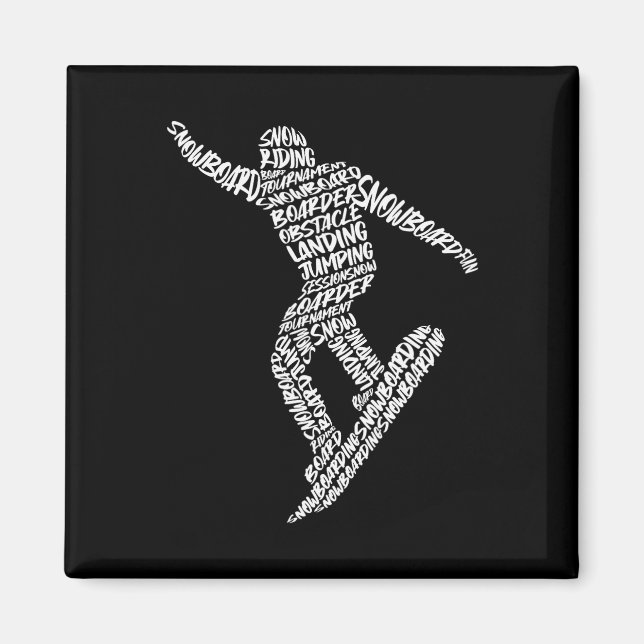 Aimant Snowboard Snowboard Typographie Garçons Enfants Ho (Devant)