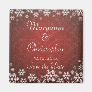 Aimant Snowflakes et Red Mariage damassé Enregistrer la d
