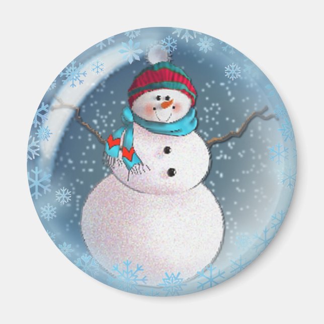 Aimant SNOWMAN BUBBLE 3 SNOWFLAKES par SHARON SHARPE (Devant)