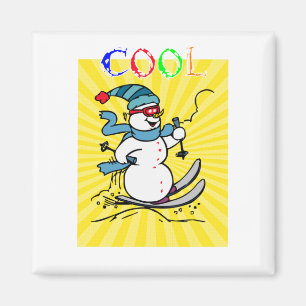 Aimant Snowman coloré Ski   drôle mignon snowman   ski