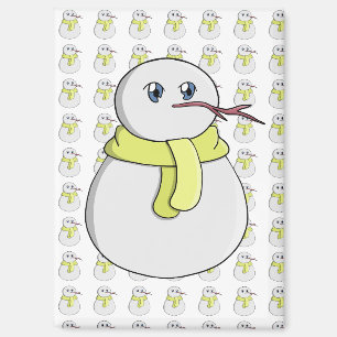Aimant Snowman portant une écharpe jaune
