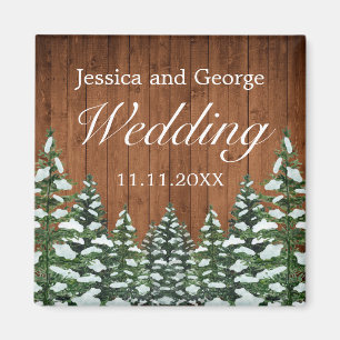 Aimant Snowy Wood & Forest Country Pine Mariage