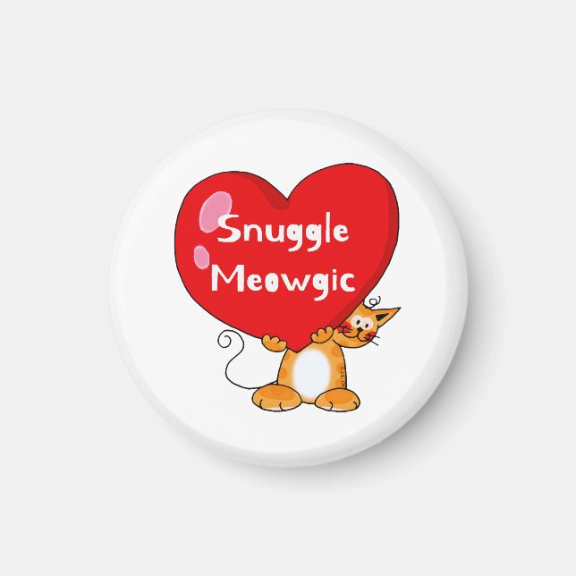 Aimant Snuggle Meowgic Funny Chat Pun Art (Devant)