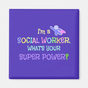 Aimant Social Worker, Pastel Texte Funky Design