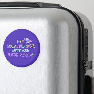 Aimant Social Worker, Pastel Texte Funky Design