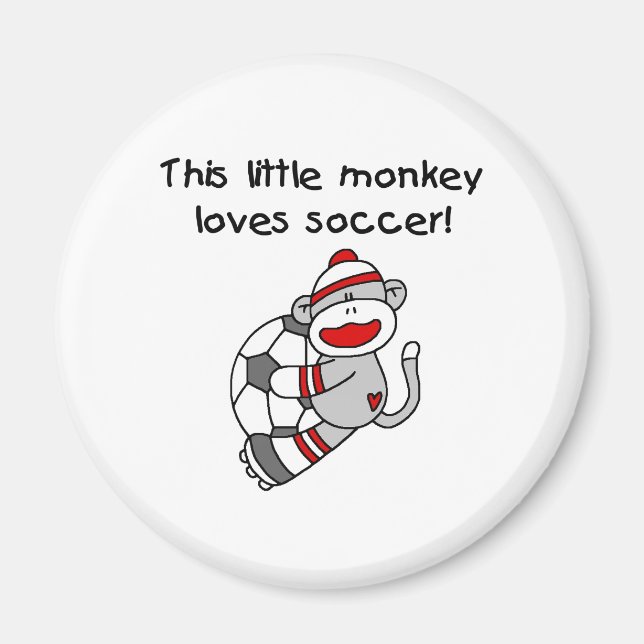 Aimant Sock Monkey Aime Le Football (Devant)