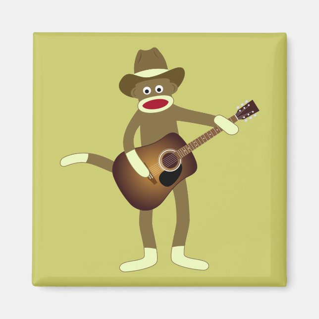 Aimant Sock Monkey Country Music (Devant)