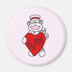 Aimant Sock Monkey I Love Nursing T-shirts et cadeaux