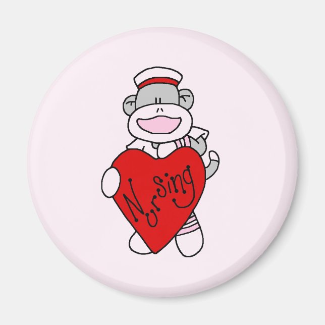 Aimant Sock Monkey I Love Nursing T-shirts et cadeaux (Devant)
