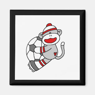 Aimant Sock Monkey Soccer Tshirts et cadeaux