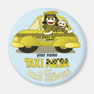Aimant Sock Monkey Taxi Maman
