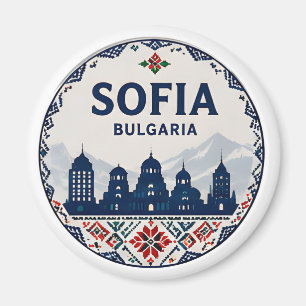 Aimant 🧲 Sofia Bulgarie Motif Folklorique Voyage Souveni