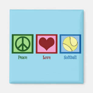 Aimant Softball mignon (Peace Love)