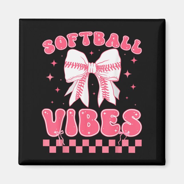 Aimant Softball Vibes Softball Couqette Groovy Softball G (Devant)