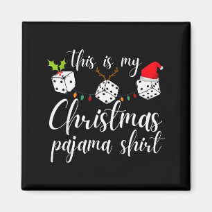 Aimant Soirée de jeu de dés en pyjama de Noël Bunco