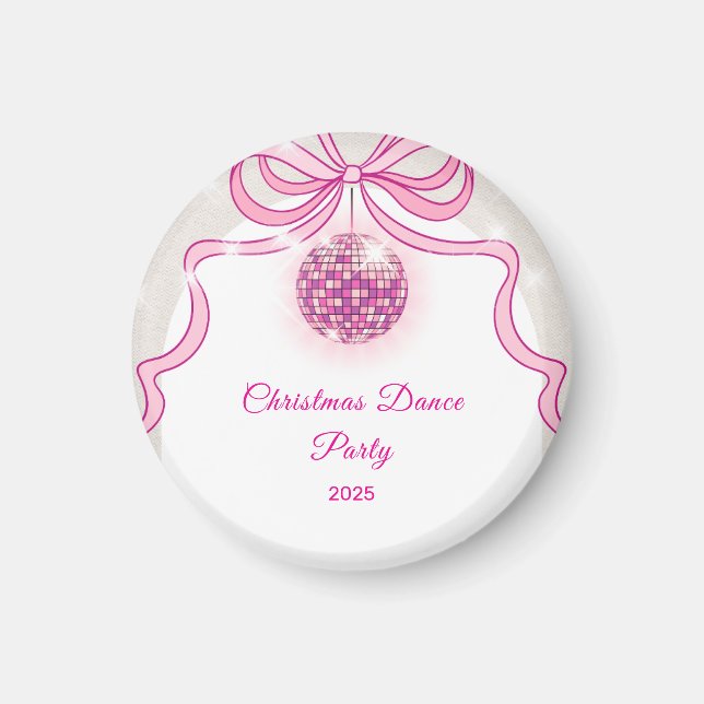 Aimant Soirée de Noël des Filles Disco Rose (Devant)
