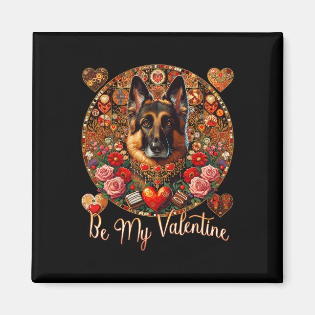 Aimant Sois ma Valentine Fleur de Chien Red Heart Day - A (Devant)