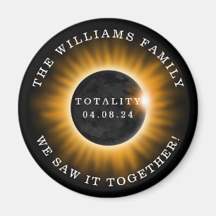 Aimant Solaire Eclipse Totalité 2024 Famille personnalisé
