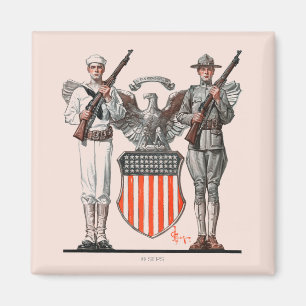 Aimant Soldat, marin et bouclier américain