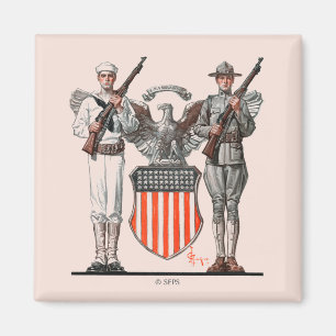 Aimant Soldat, marin et bouclier américain