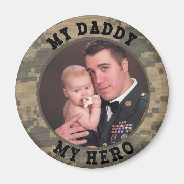 Aimant Soldat militaire Mon papa Mon héros Cadre photo (Devant)