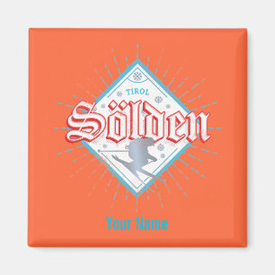 Aimant Solden Tirol Retro Skier Vintage Ski Vacances