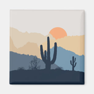 Aimant Soleil désert bleu et beige