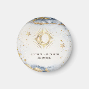 Aimant Soleil, Lune, Étoiles Célestes Aquarelle
