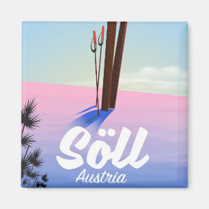 Aimant Söll, Austria Ski travel poster