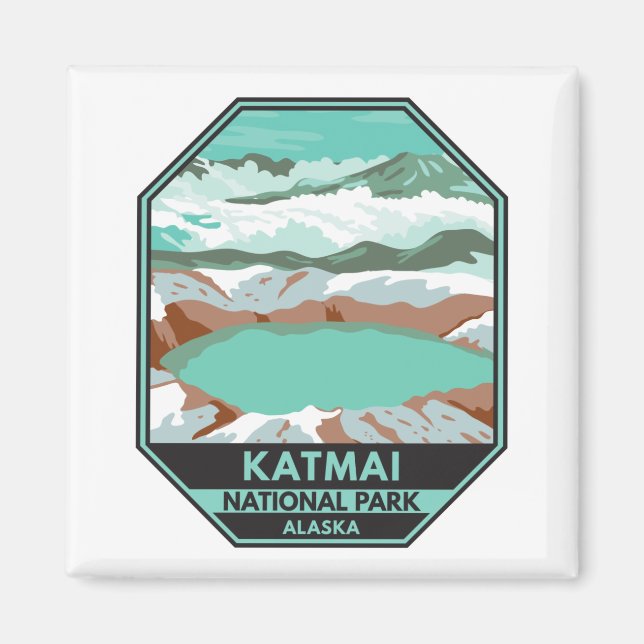Aimant Sommet du parc national Katmai Crater Lake Alaska (Devant)