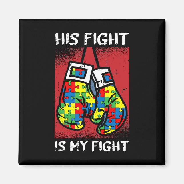 Aimant Son Combat Est Mon Boxe De Boxe De Sensibilisation (Devant)