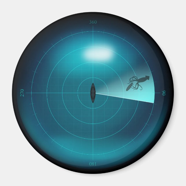 Aimant Sonar de navire avec calmar géant Kraken amusant N (Devant)