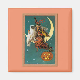 Aimant Sorcier et hibou nostalgiques de joyeux Halloween